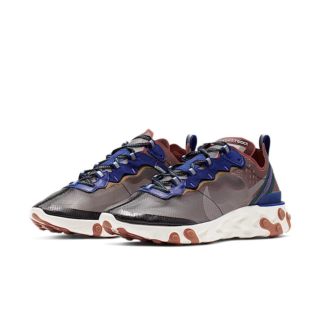 Nike React Element 87 Dusty Peach, Dusty Peach/Atmosphere Grey-Deep Royal Blue-Lucid Green-Amarillo-Hyper Grape (AQ1090-200)
