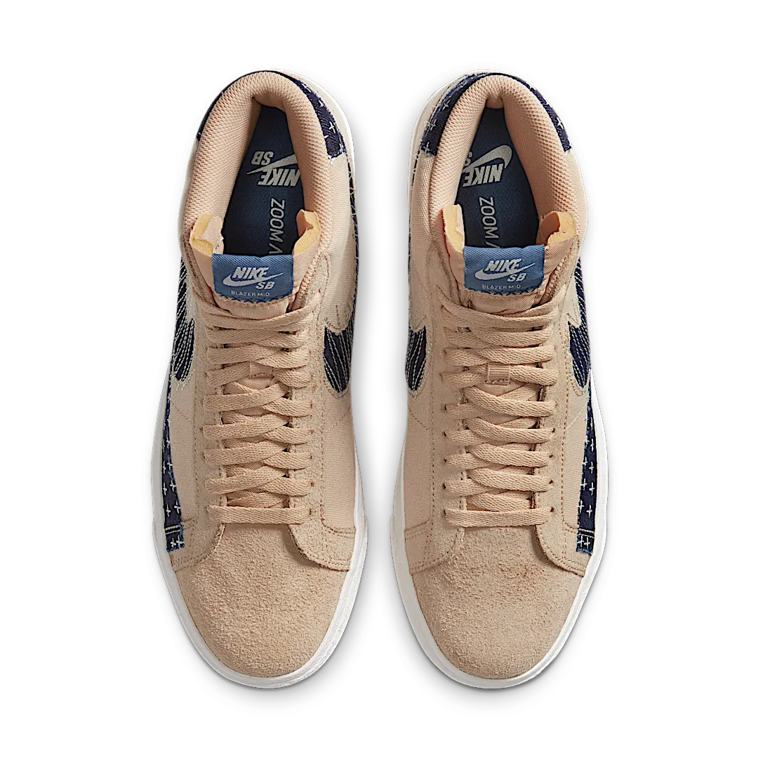 Nike SB Zoom Blazer Mid Sashiko Sesame, Sesame/Mystic Navy-Sail-Gum Light Brown (CT0715-200)