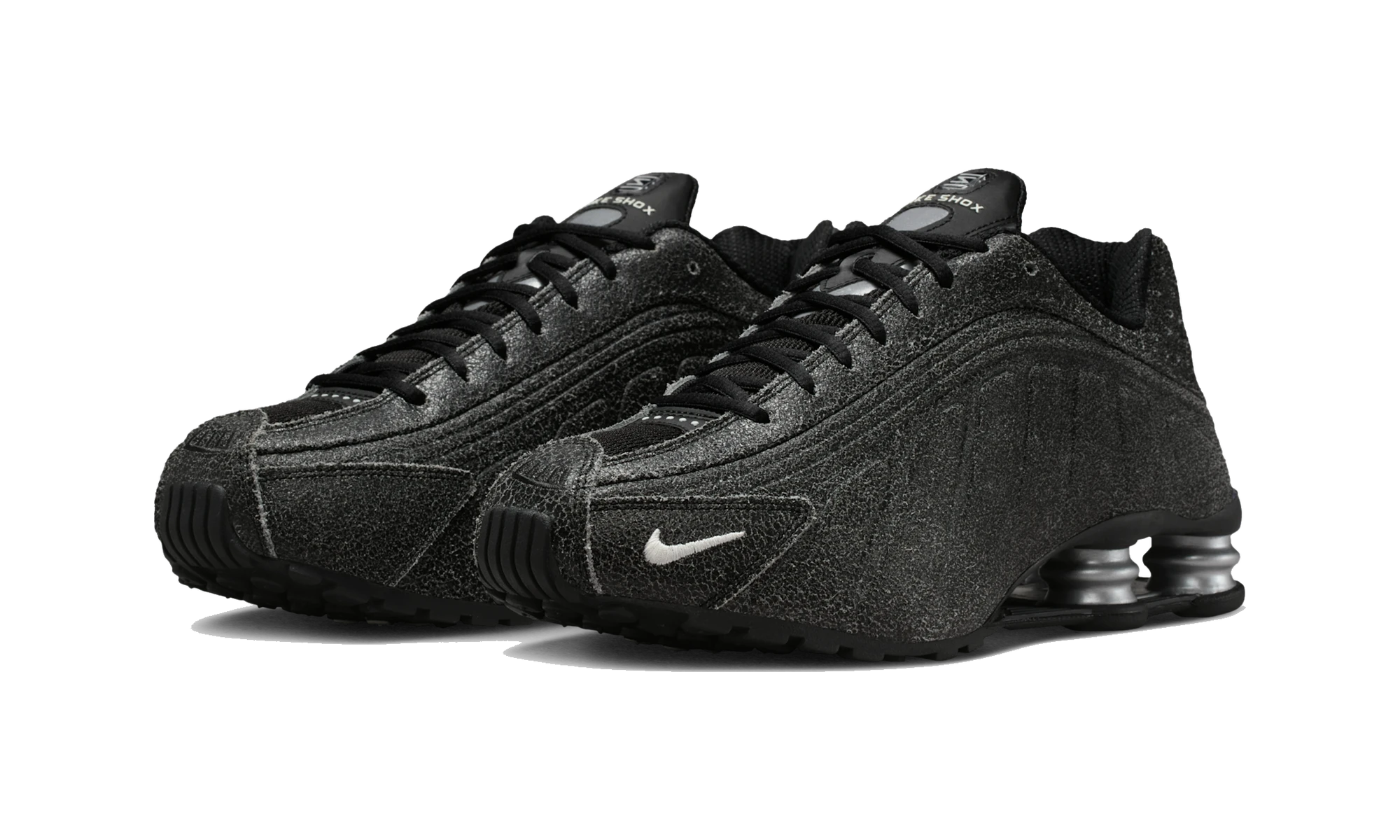 Nike Shox R4 Black Distressed Leather