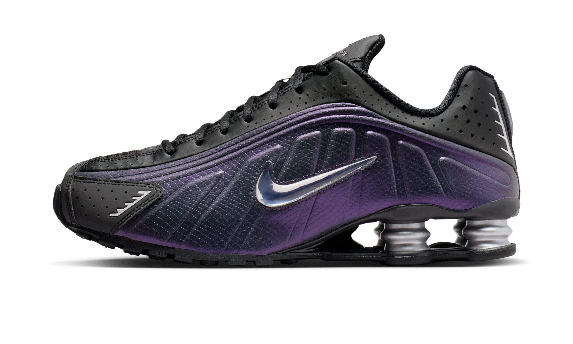 Nike Shox R4 Black Metallic Silver Purple Dynasty