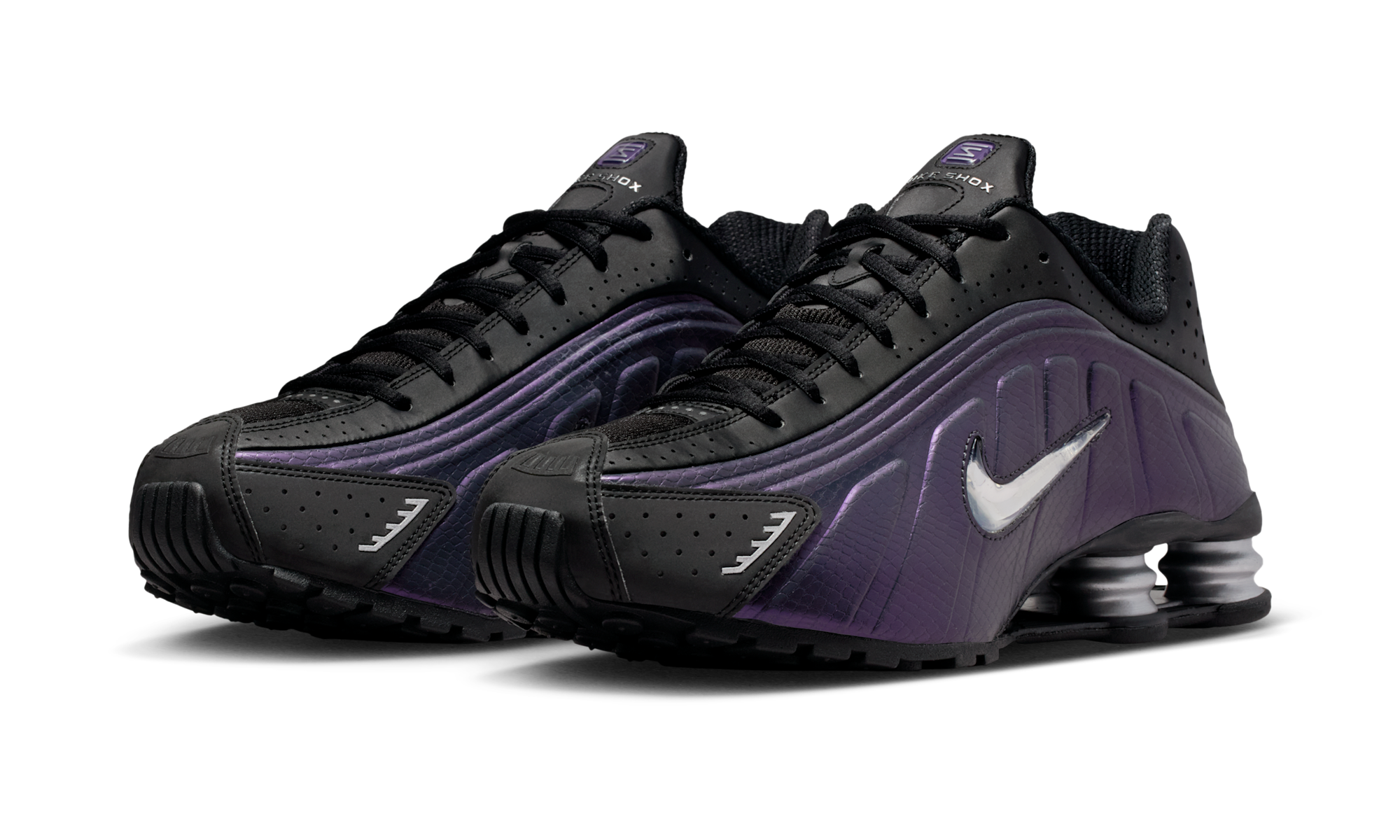 Nike Shox R4 Black Metallic Silver Purple Dynasty