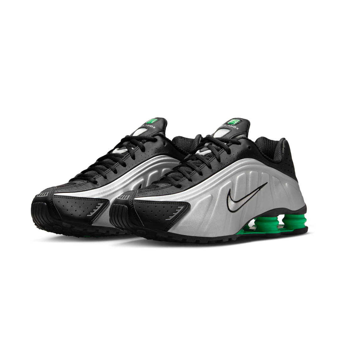 Nike Shox R4 Metallic Silver Green Shock, Metallic Silver/Black/Green Shock/Metallic Silver (HQ1988-006)