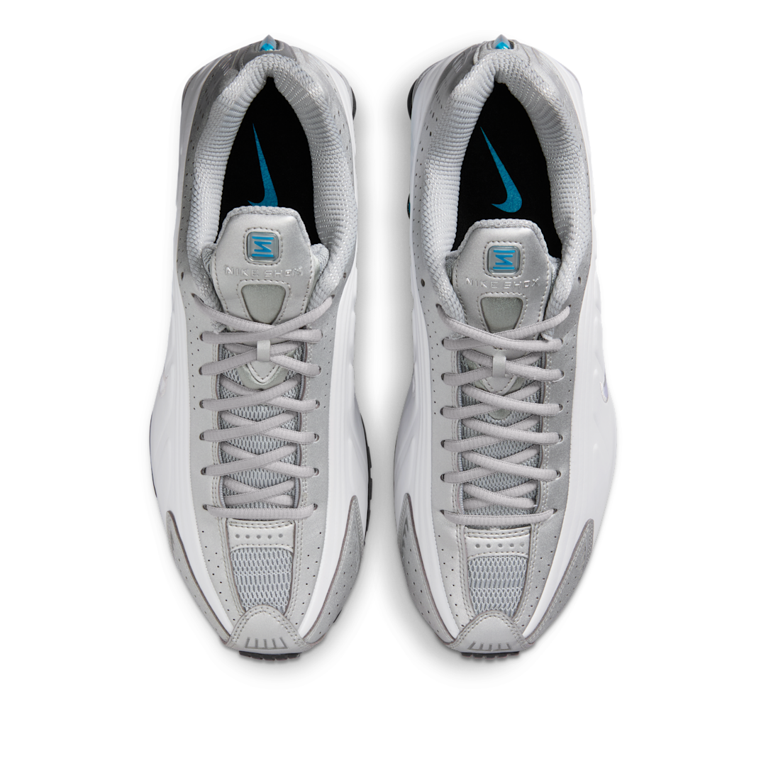 Nike Shox R4 Metallic Silver White Blue Lagoon, Metallic Silver/White/Blue Lagoon/Blue Lagoon (HQ1988-005)