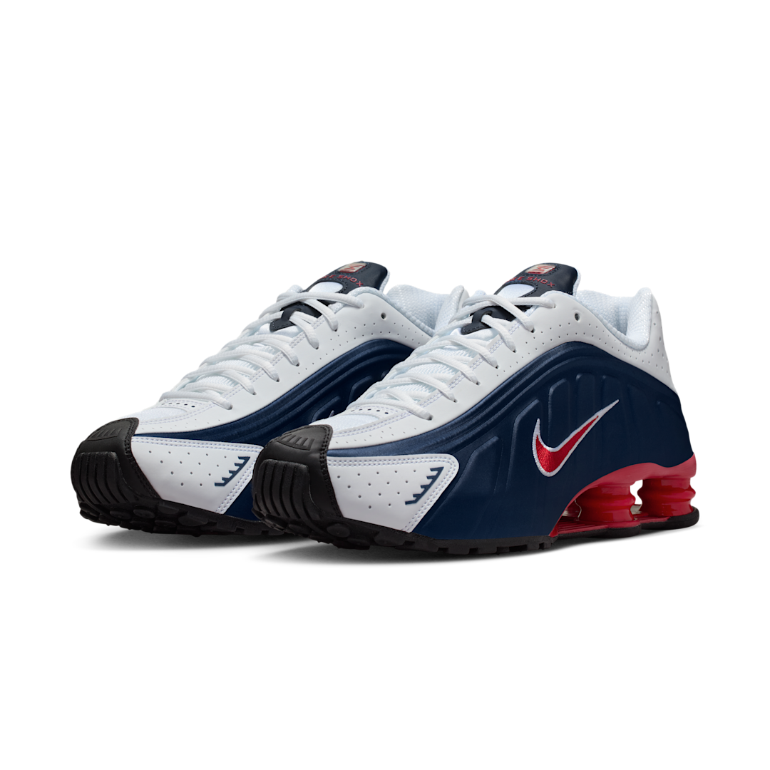 Nike Shox R4 USA (2025), Midnight Navy/White/Metallic Silver/Gym Red (HQ1988-400)