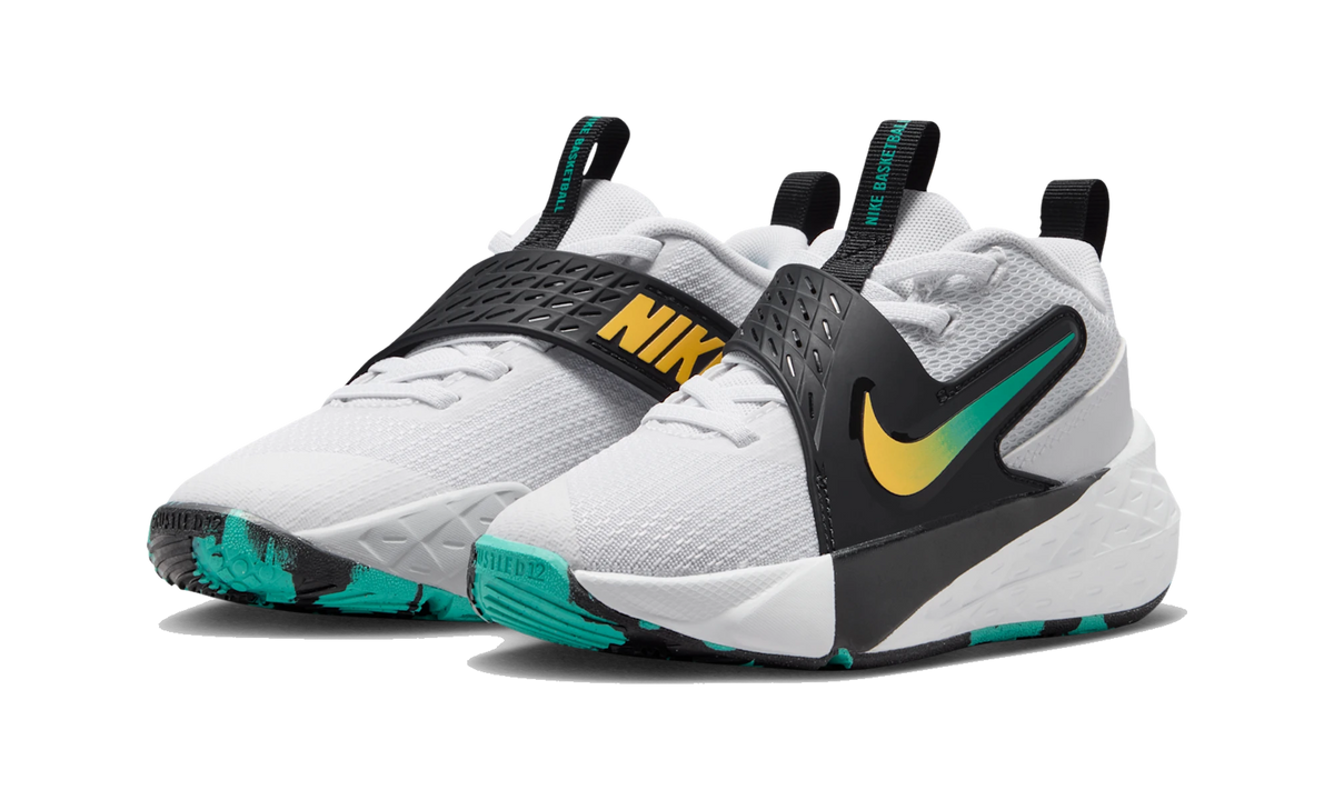 Nike Team Hustle D 12 White Black Emerald Topaz Gold (PS)