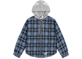 Sp5der Hooded Zip Flannel Shirt Jacket Blue Plaid