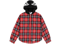 Sp5der Hooded Zip Flannel Shirt Jacket Red Plaid
