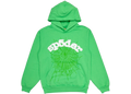 Sp5der Rhinestone Web Hoodie Slime Green