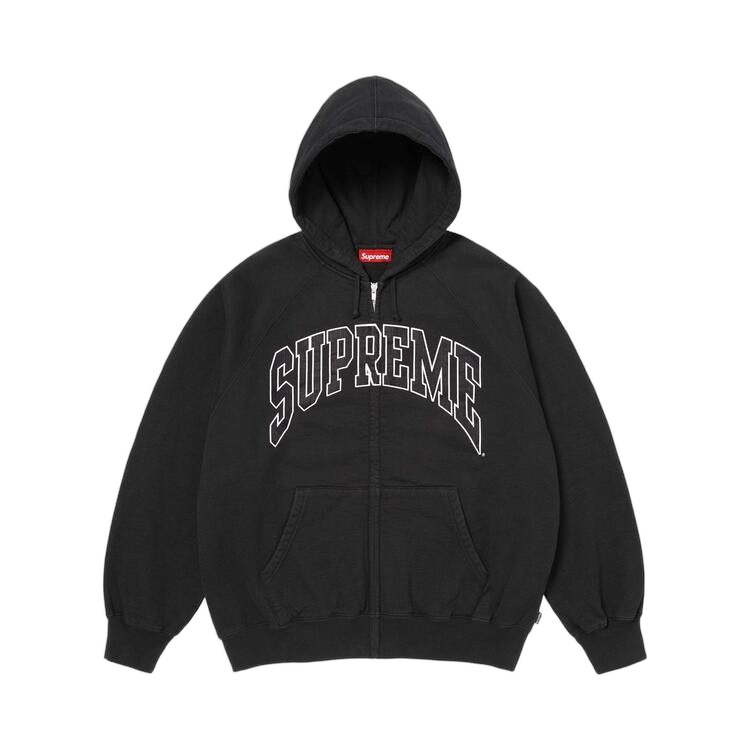 Supreme Cracked Raglan Zip Up Hooded Sweatshirt Black