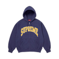 Supreme Cracked Raglan Zip Up Hooded Sweatshirt Washed Navy