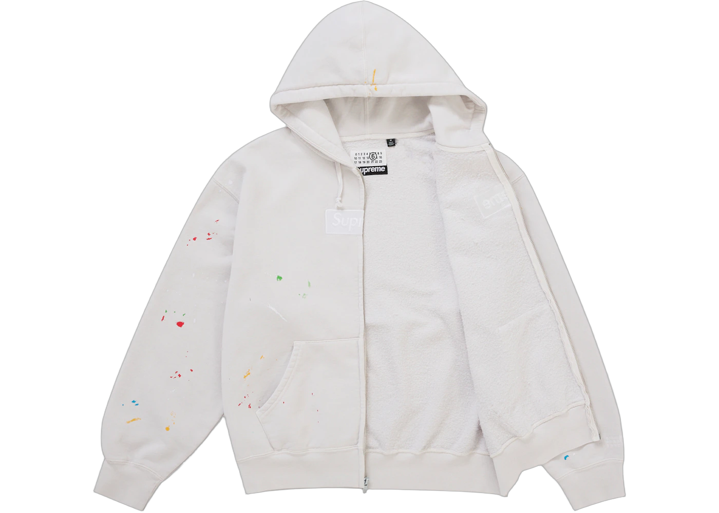 Supreme MM6 Maison Margiela Box Logo Zip Up Hooded Sweatshirt White