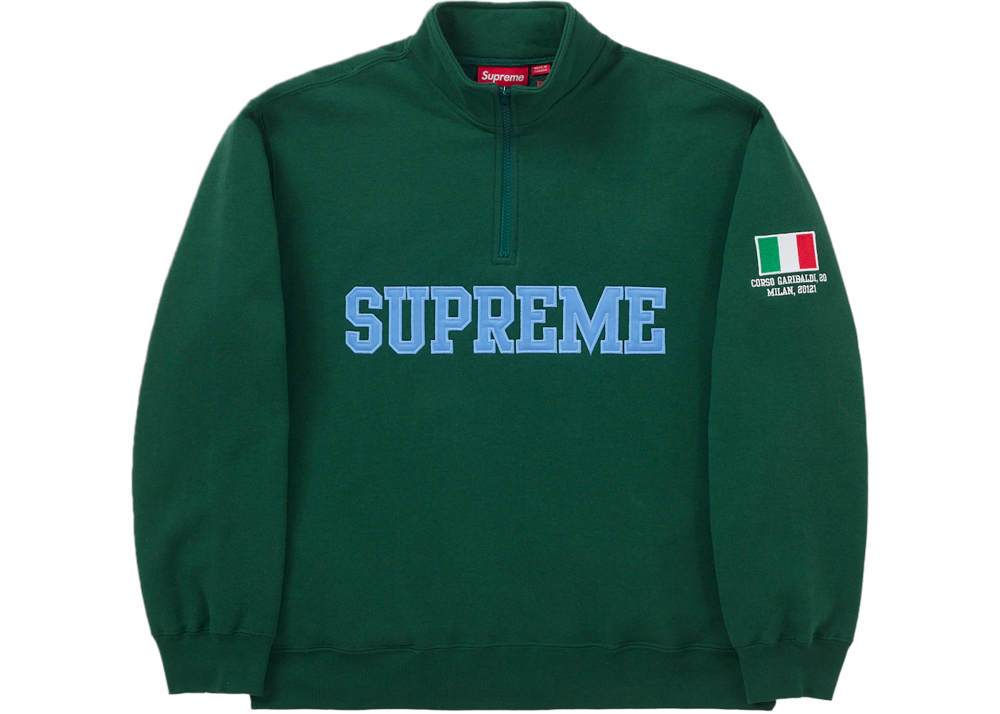 Supreme Milan Shop Flag Half Zip Pullover Green