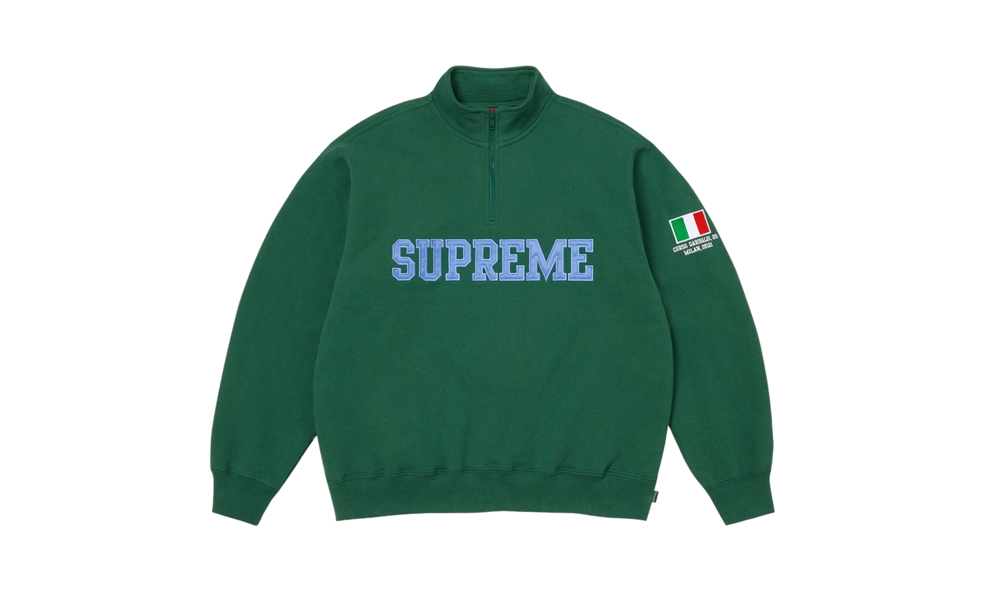 Supreme Shop Flag Half Zip Pullover Dark Green Milan