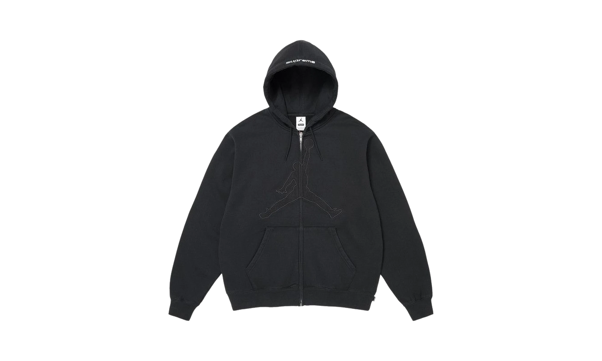 Supreme x Air Jordan Zip Up Hooded Sweatshirt Black