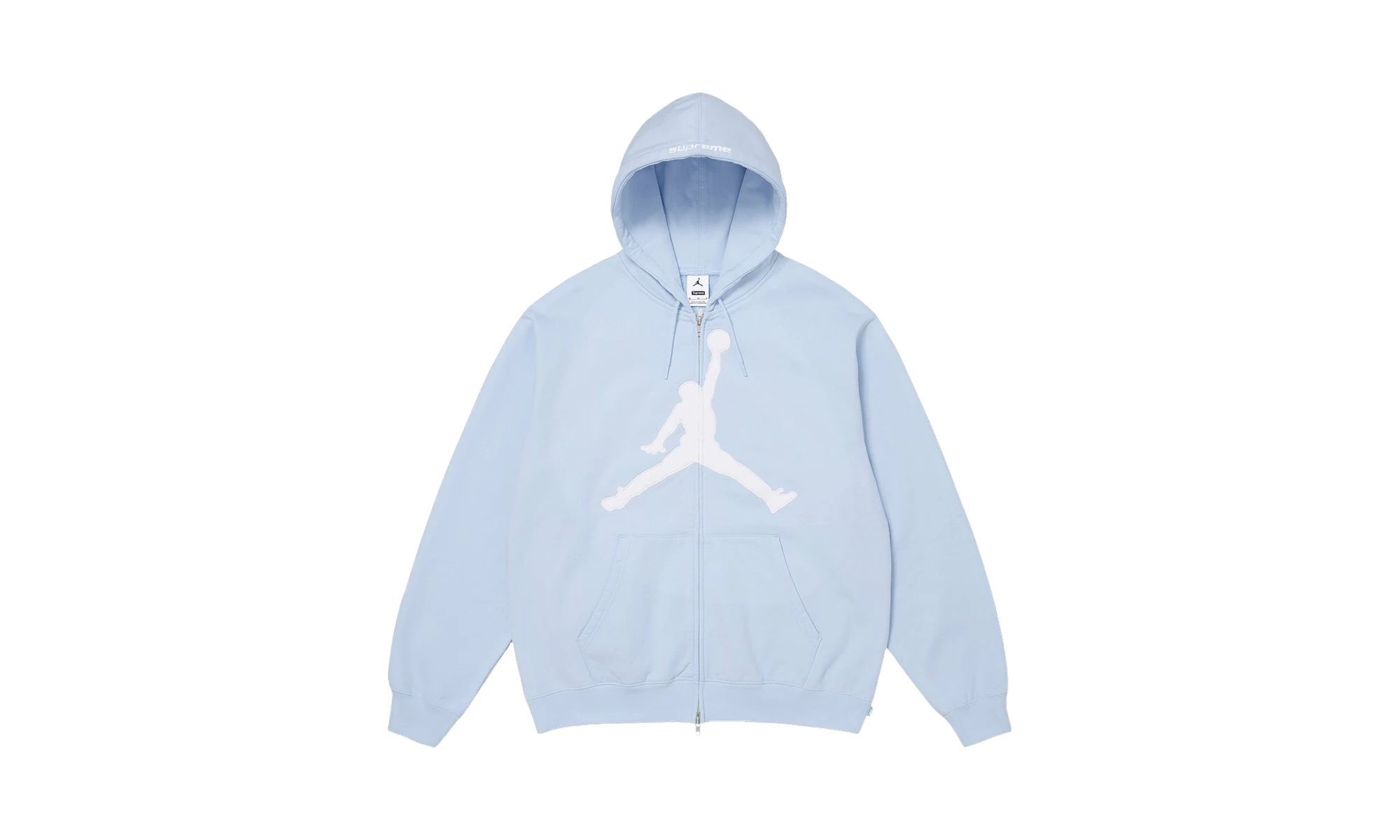 Supreme x Air Jordan Zip Up Hooded Sweatshirt Light Blue