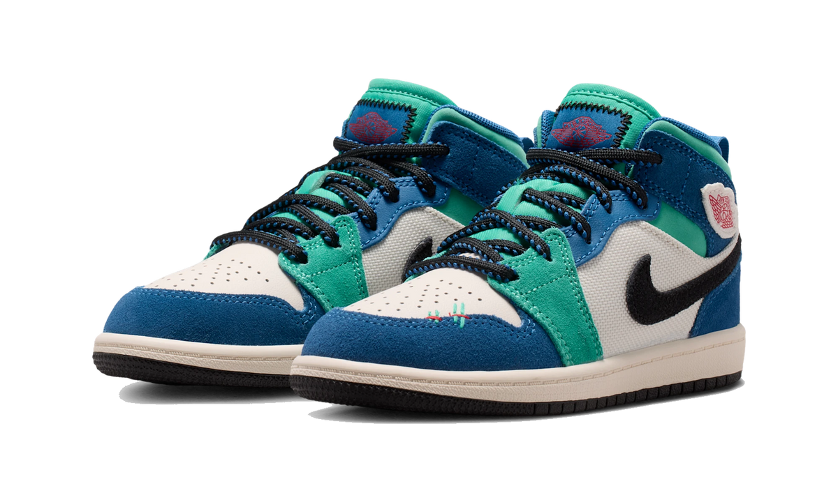 Air Jordan 1 Mid SE Chalk/True Blue/Kinetic Green/University Red