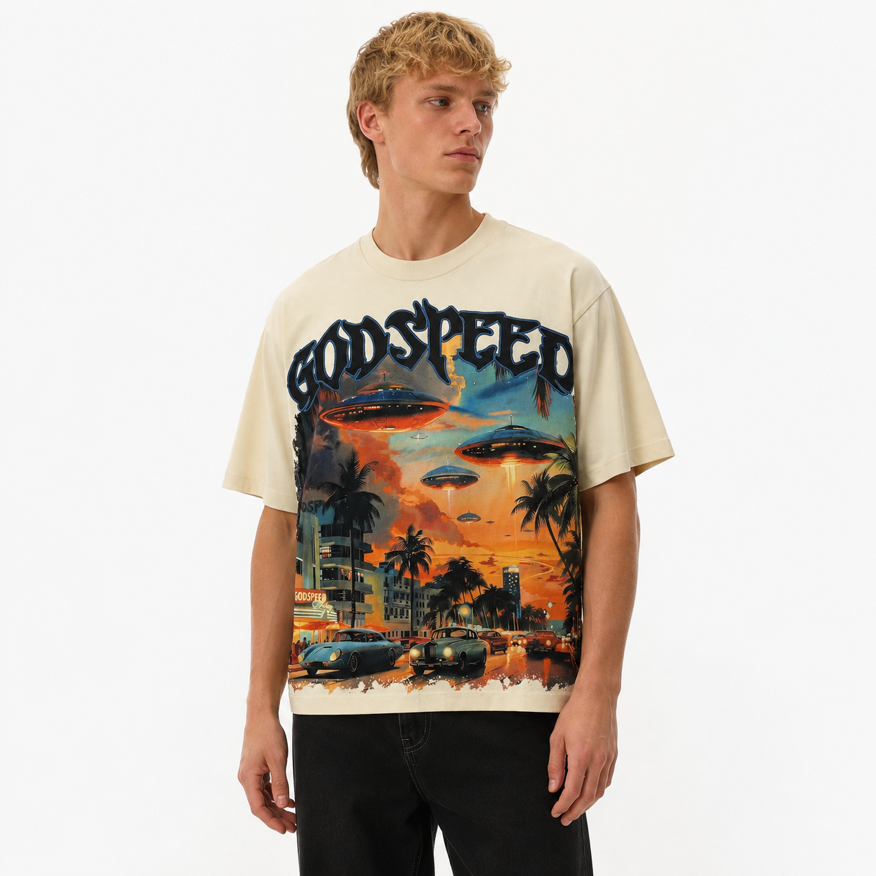 Godspeed Miami UFO T-Shirt Cream