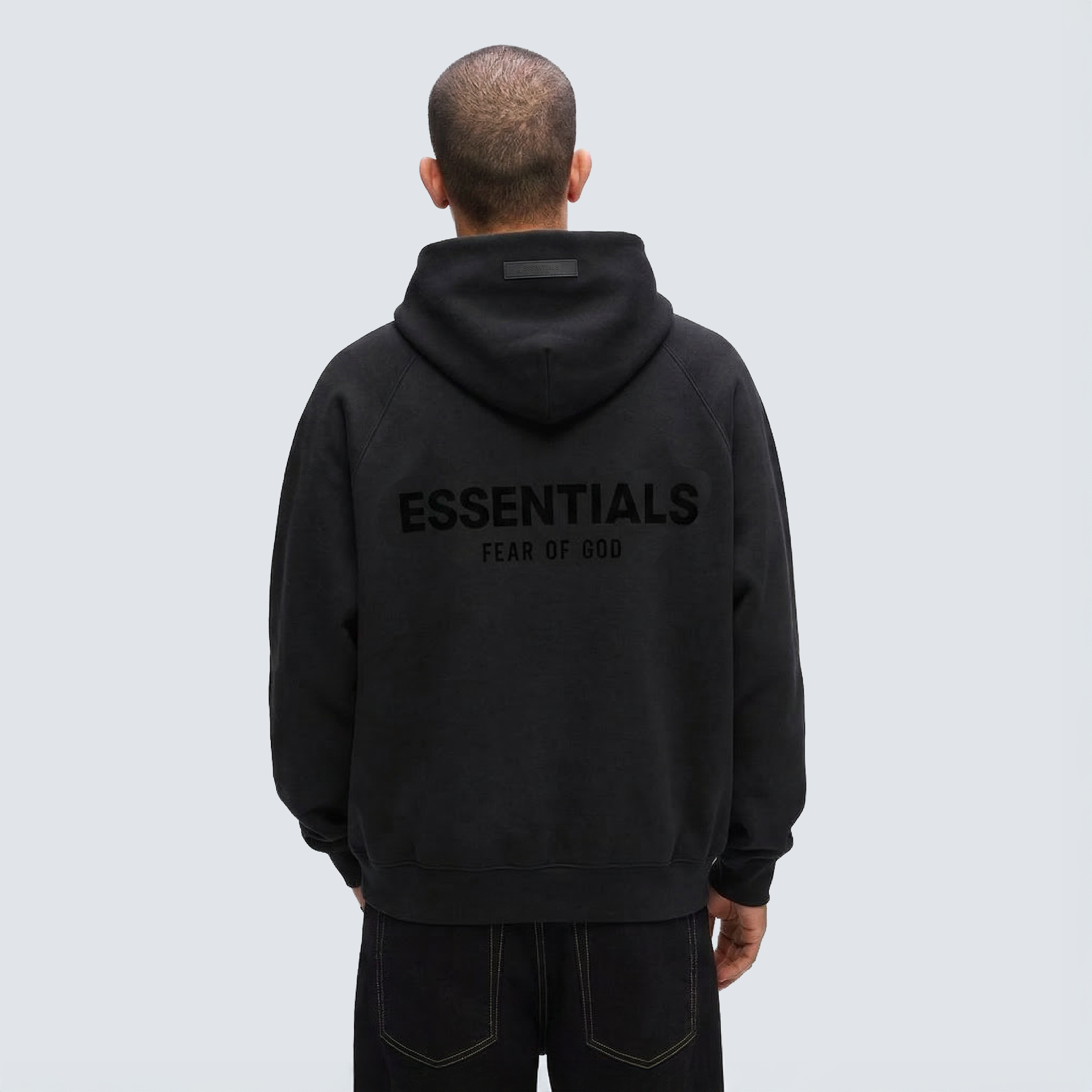 Male model wearing Essentials Stretch Limo Hoodie
