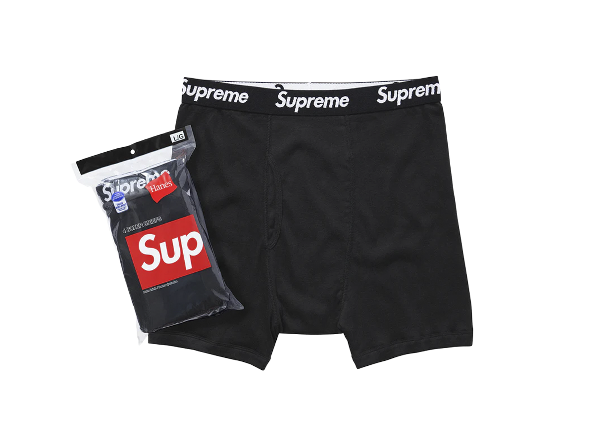Supreme Hanes Boxer Briefs Black (4 Pack)