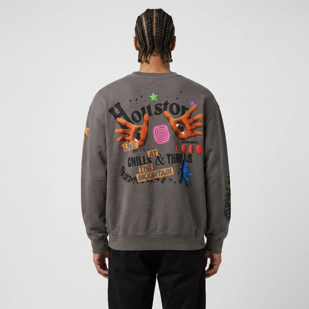 Travis Scott Houston Crewneck Grey