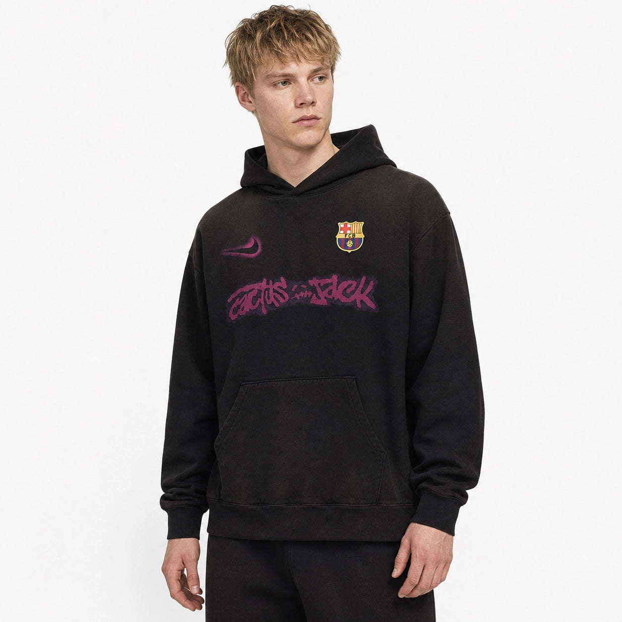Travis Scott x Nike x FC Barcelona Spray Logo Hoodie Black