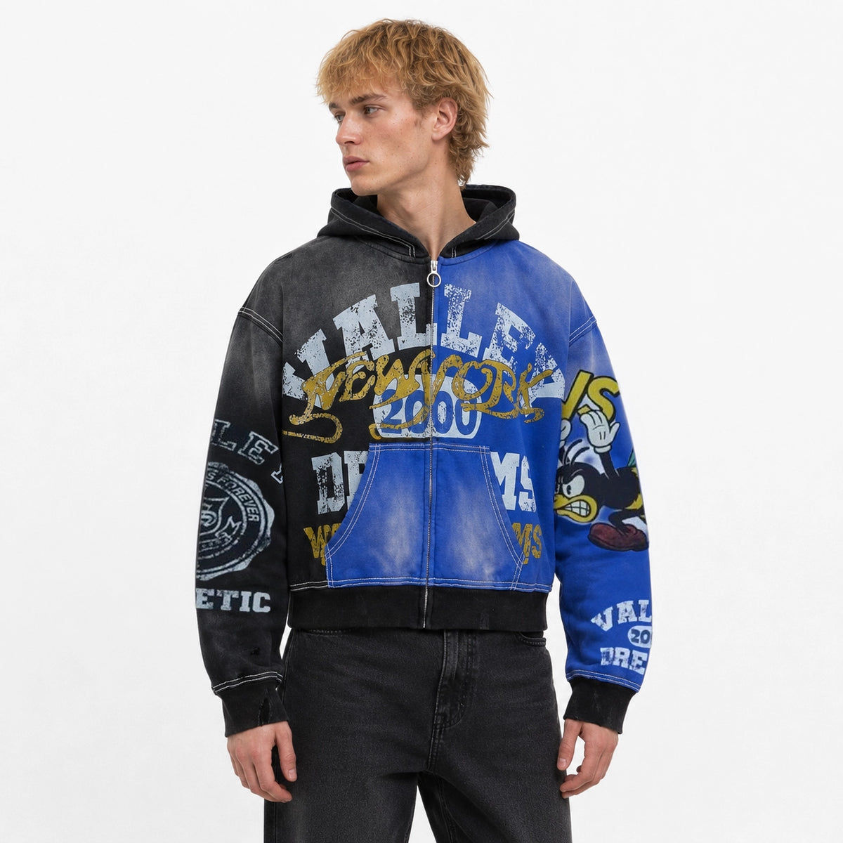 Vale Forever Bipolar Big Zip Up Hoodie Grey