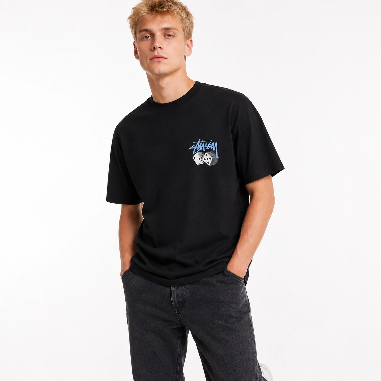 Stussy Roll The Dice Pig Dyed T-Shirt Black