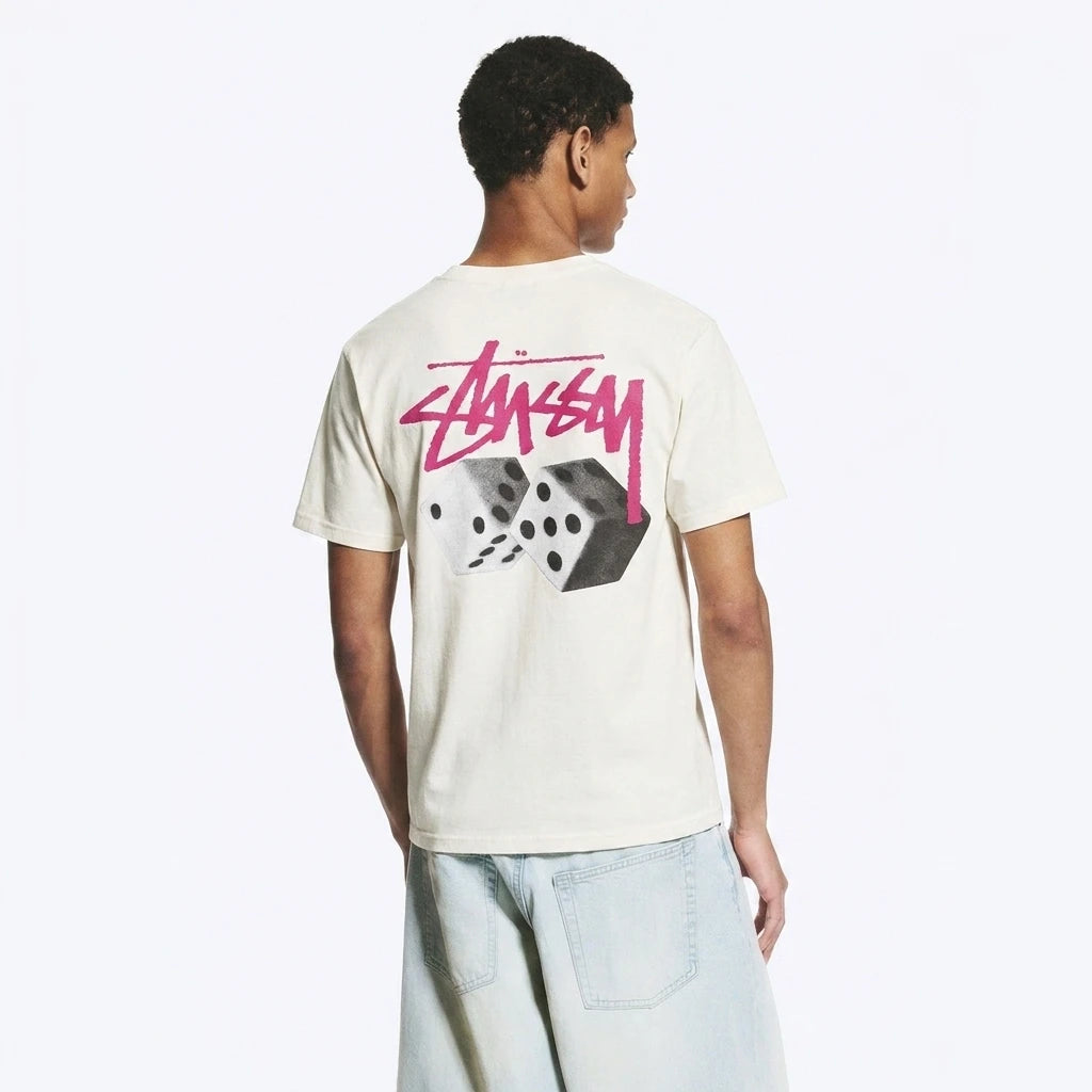 Stussy Roll The Dice Pig Dyed T-Shirt White
