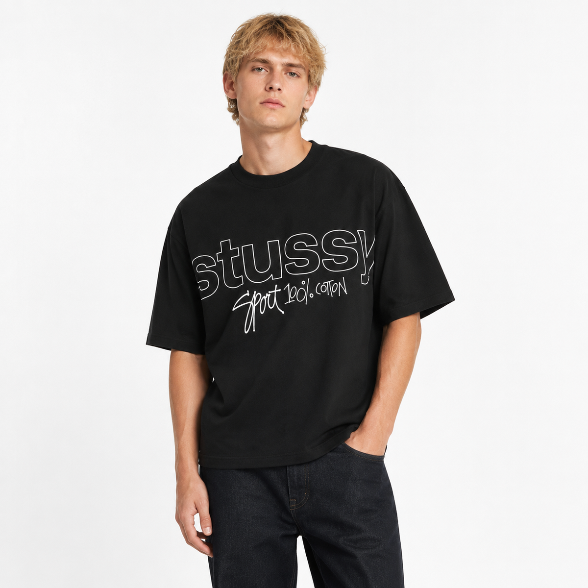 Stussy Sport 100% Pigment Dyed T-Shirt Black