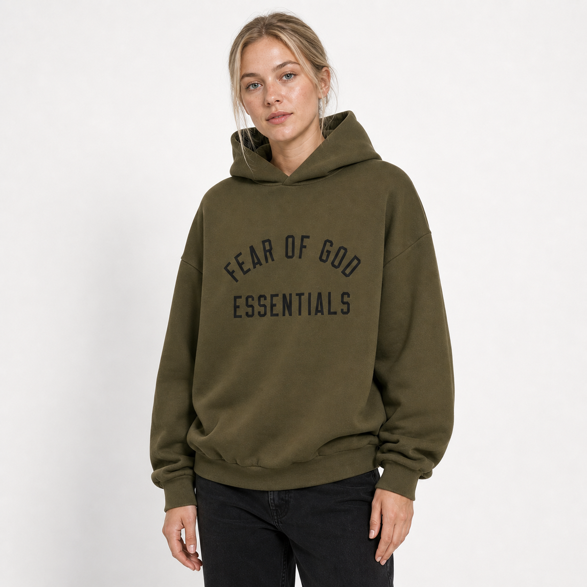 Fear of God Essentials Fleece Hoodie Olive