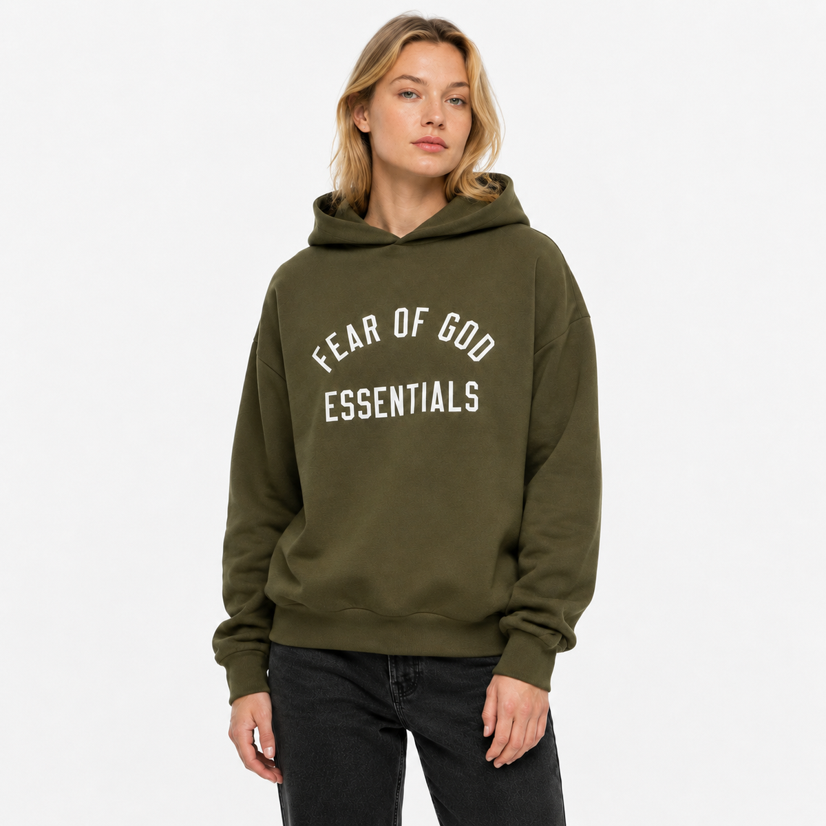 Fear of God Essentials Fleece Hoodie Military