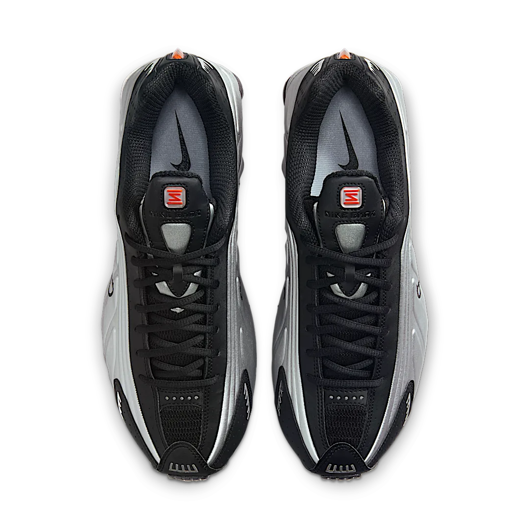 Nike Shox R4 Black Metallic Silver (2018/2024), Black/Metallic Silver-Max Orange (BV1111-008)