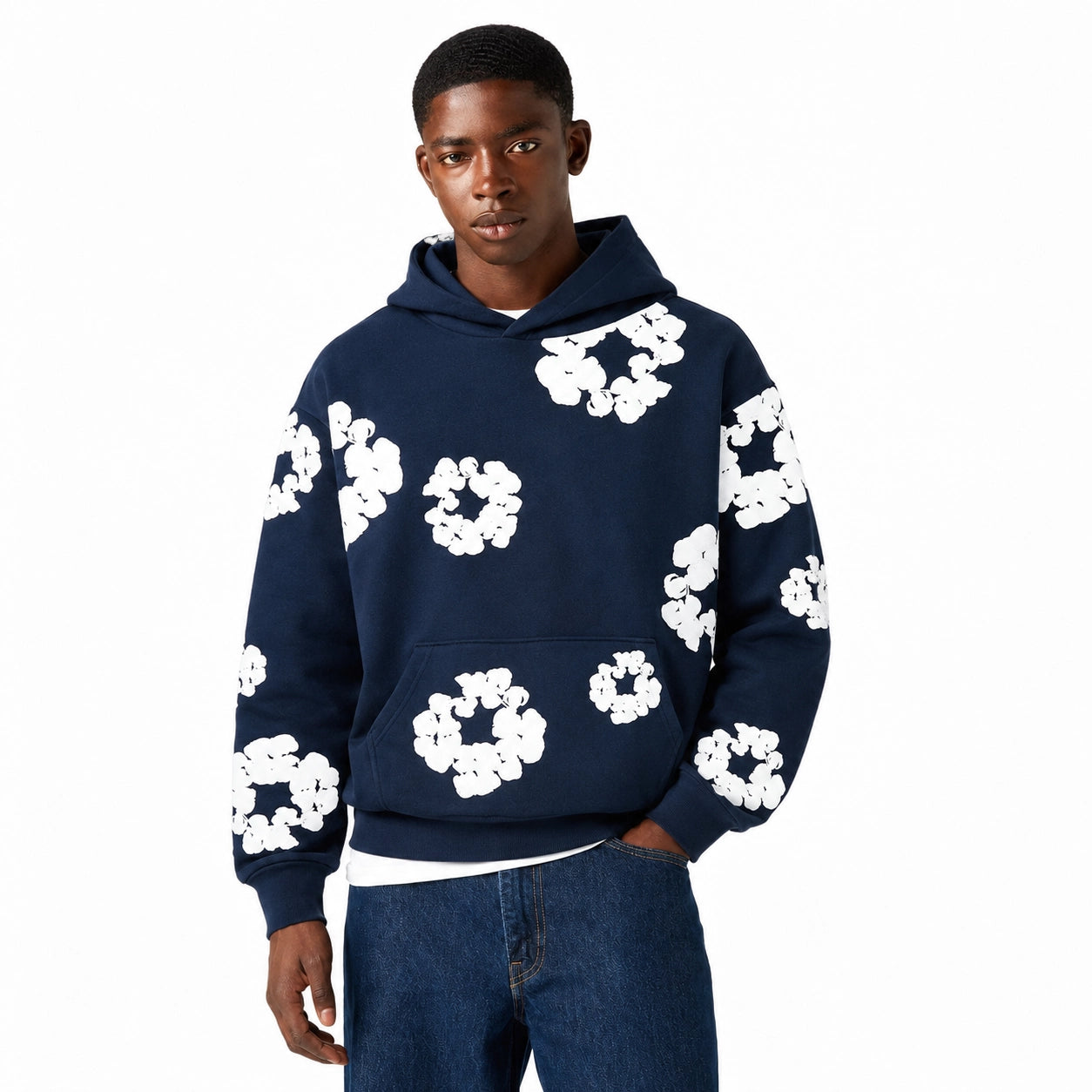 Denim Tears Cotton Wreath Hoodie Navy