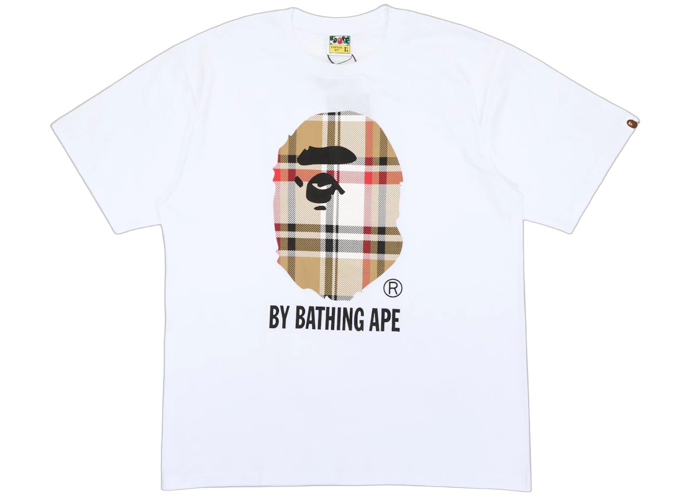 BAPE A Bathing Ape Check by Bathing Tee White/Beige