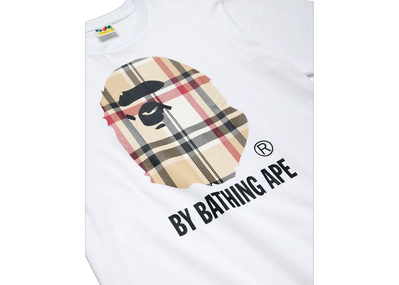 BAPE A Bathing Ape Check by Bathing Tee White/Beige