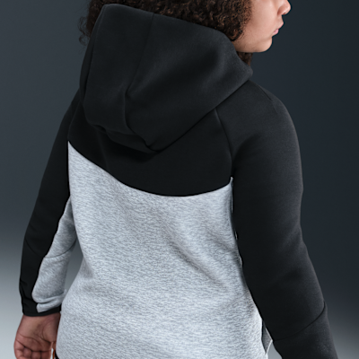 Nike Sportswear Tech Fleece Older Kids' Full-Zip Hoodie (Extended Size) Dark Grey Heather/Black/B...