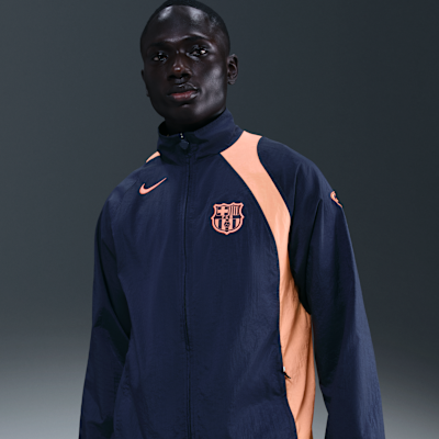 F.C. Barcelona Nike Football Total 90 Football Tracksuit Jacket Midnight Navy/Bright Mango/Bright Mango