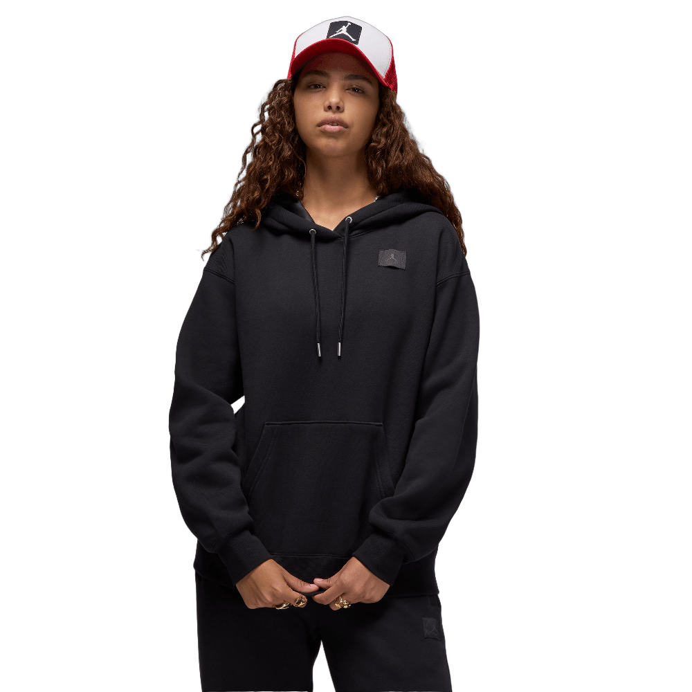 Air Jordan Flight Fleece Women's Satin-Lined Pullover Hoodie Black/Dark Smoke Grey