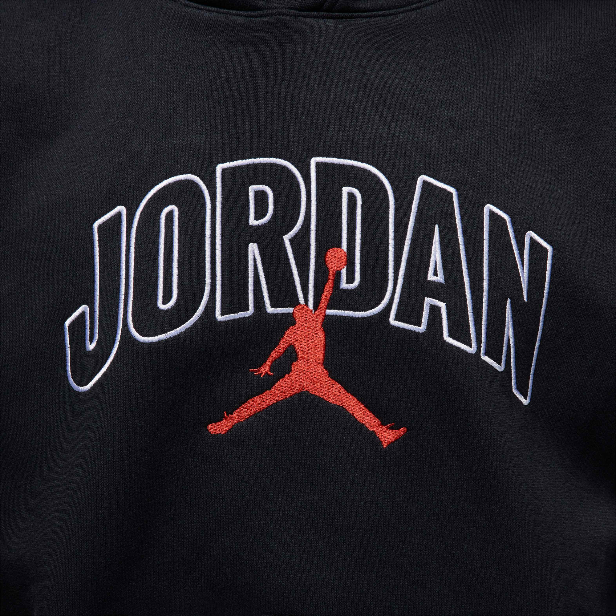 Air Jordan Brooklyn Fleece Oversized Pullover Hoodie Black/Gym Red