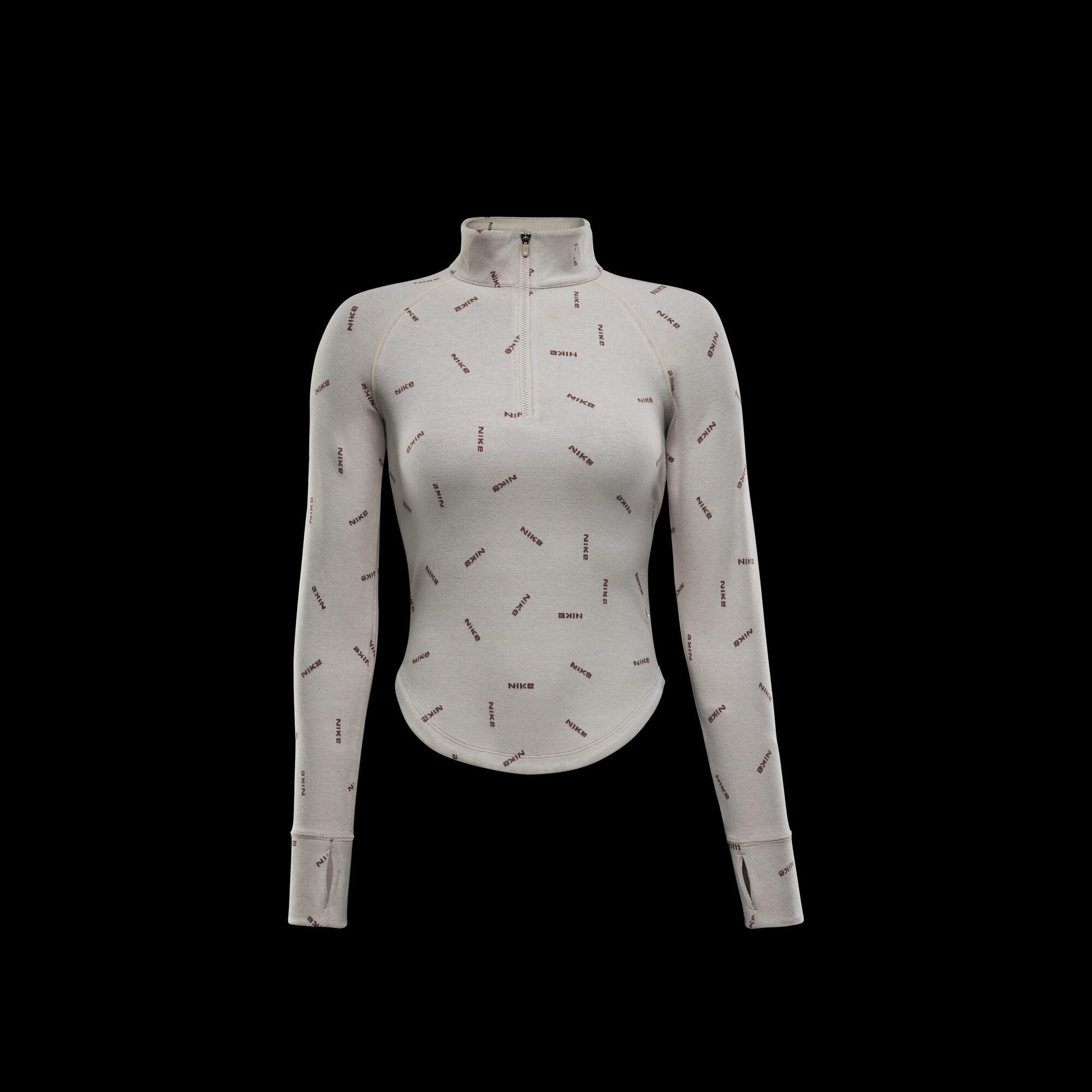Nike Sportswear Collection Slim 1/2-Zip Long-Sleeve Logo Top Light Orewood Brown/Red Sepia/Light Orewood Brown