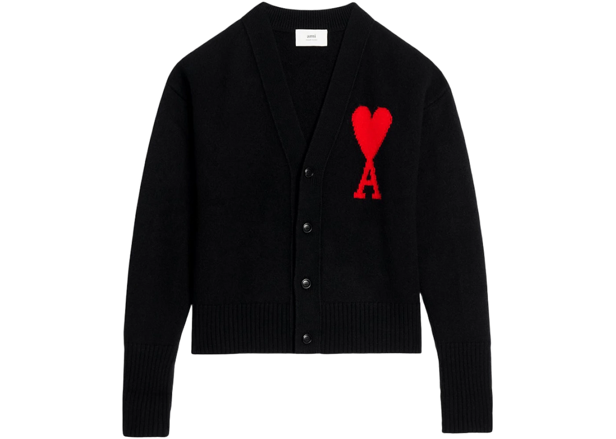 Ami Paris Ami De Coeur Cardigan Black/Red
