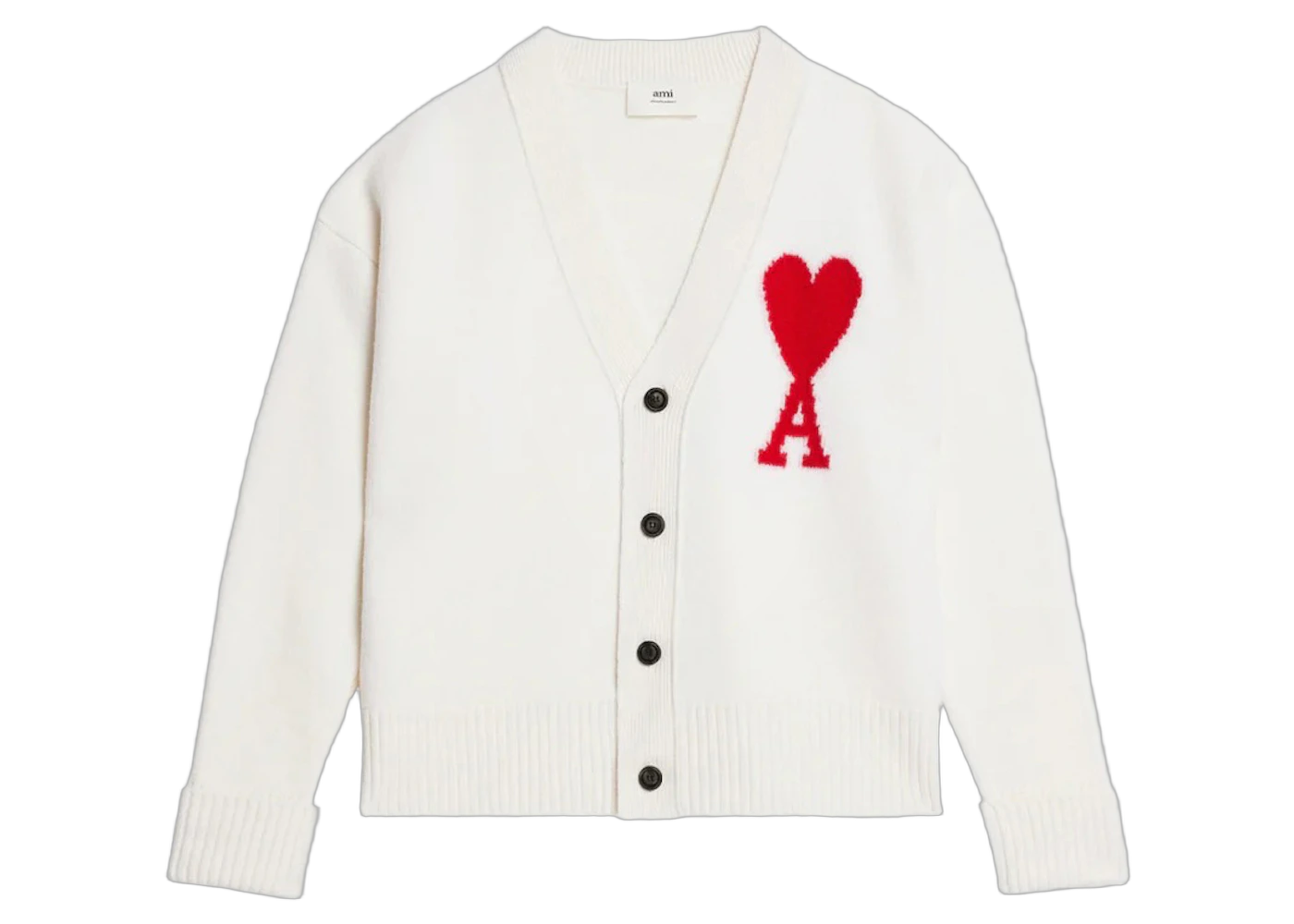 Ami Paris ADC Cardigan Off White/Red