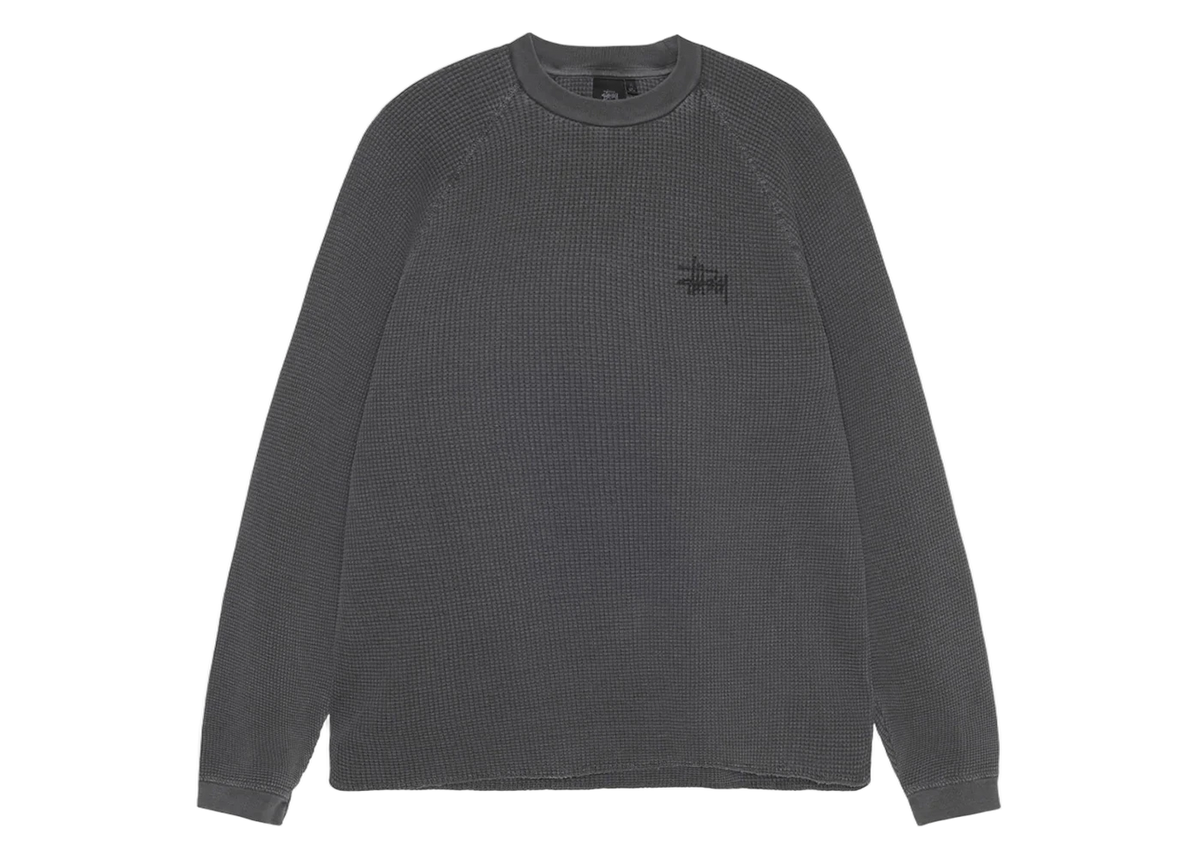 Stussy Raglan Thermal L/S Crew Washed Black