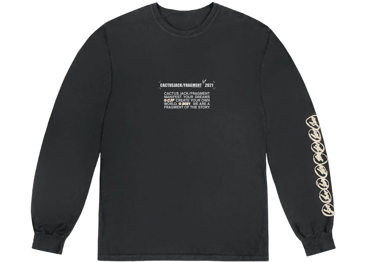Travis Scott Cactus Jack For Fragment Logo L/S T-shirt Washed Black