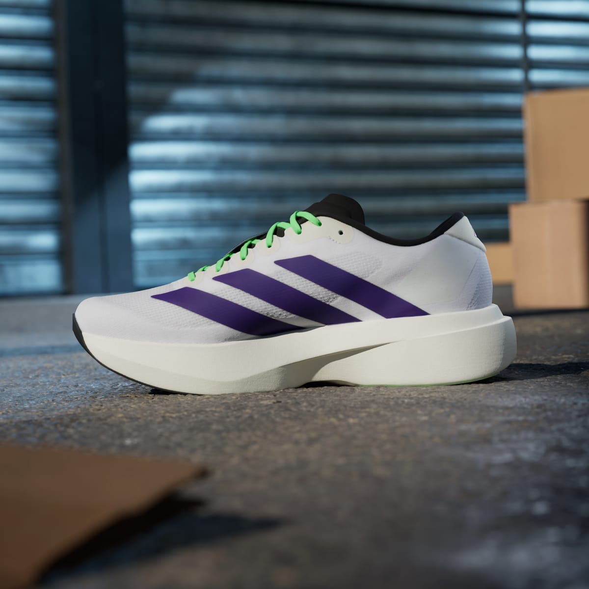 Adidas Adizero Evo SL White Purple Lime Burst