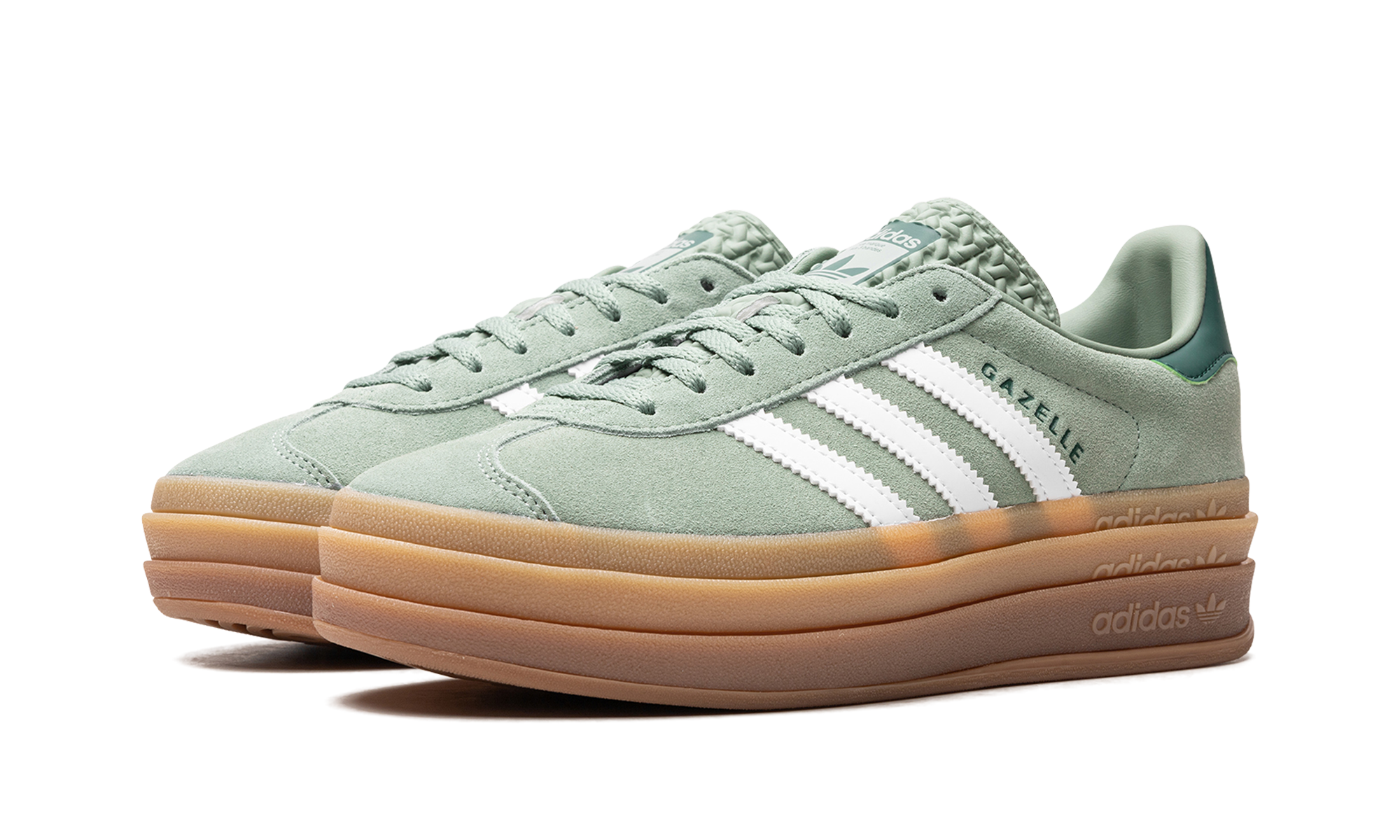 Adidas Gazelle Bold Silver Green Gum (Womens)