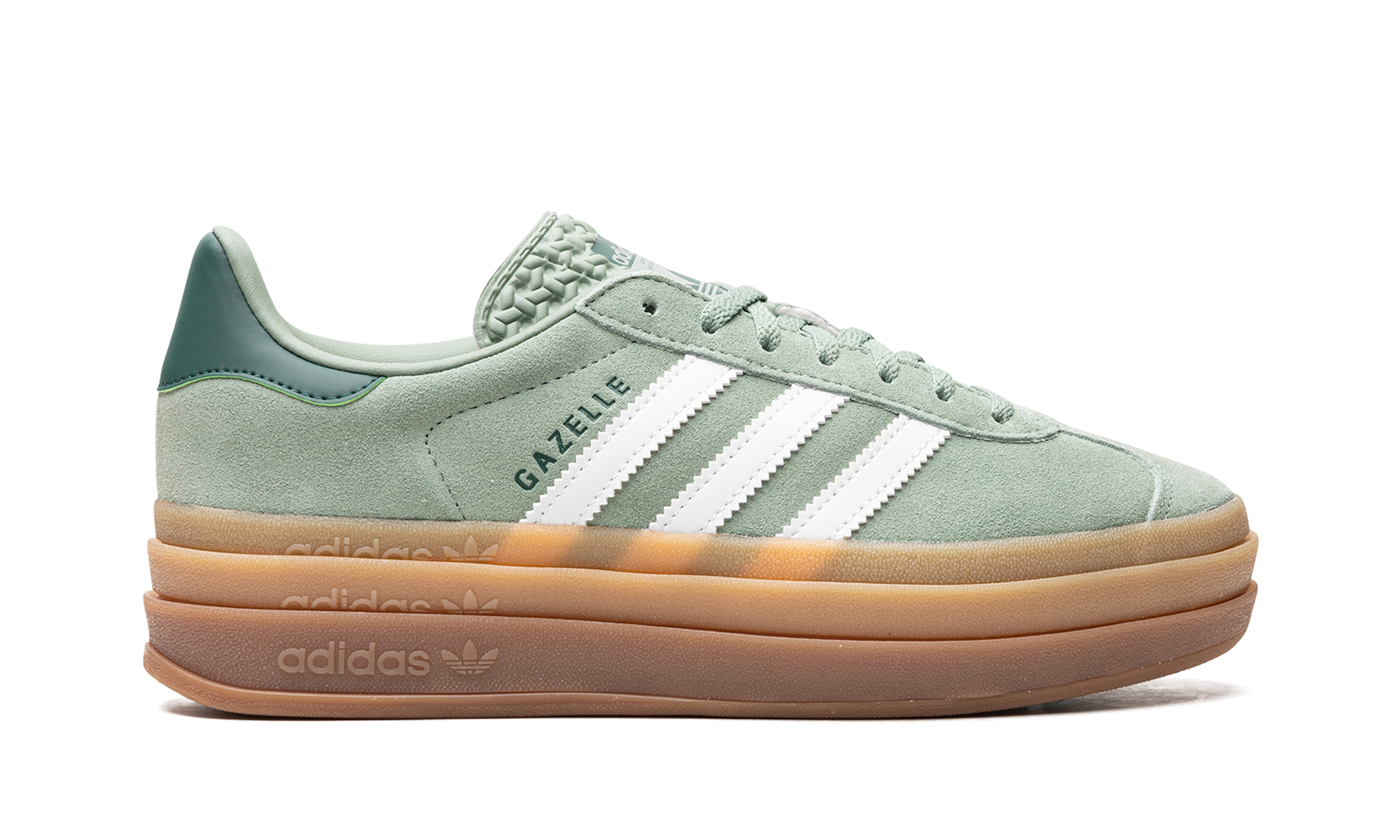 Adidas Gazelle Bold Silver Green Gum (Womens)