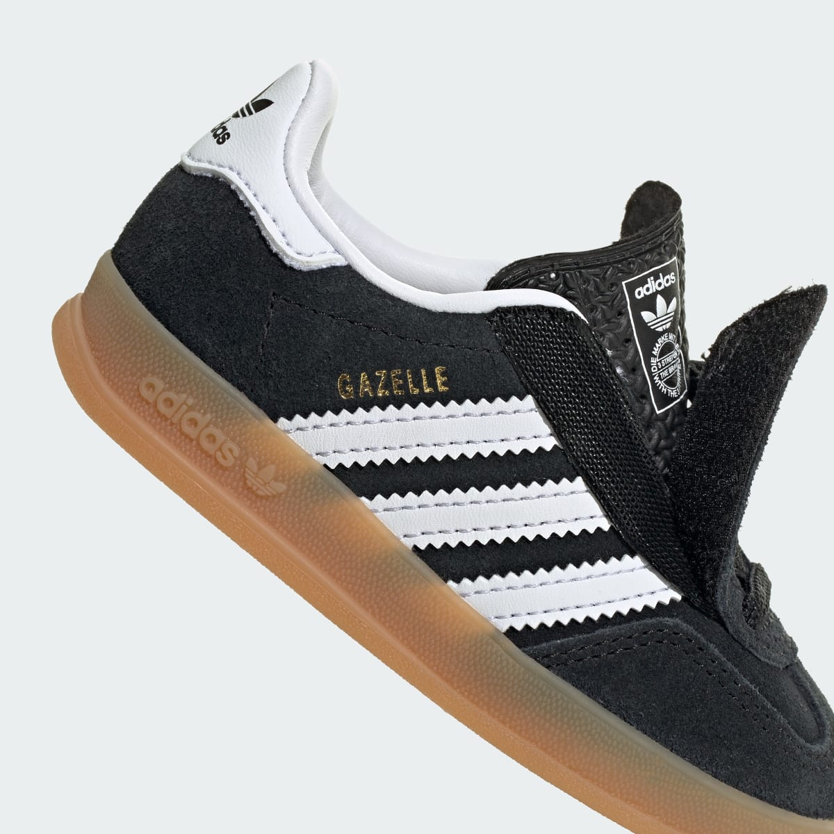Adidas Gazelle Indoor Comfort Closure Black White Gum (TD)
