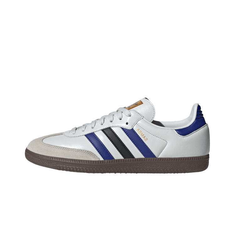 Adidas Samba OG Crystal White Active Blue Black, Crystal White/Active Blue/Matte Gold (ID1381)