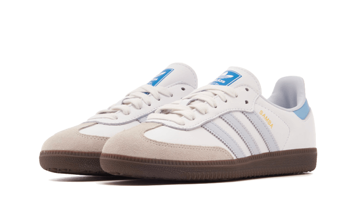 Adidas Samba OG White Halo Blue, Core White/Halo Blue/Gum 5 (ID2055)